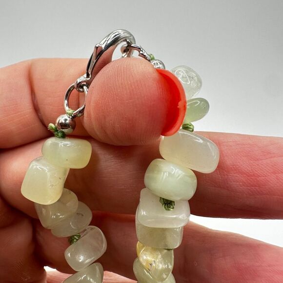 18" Prehnite and Ocean Jasper stone necklace with silver tone hardware! - Picture 10 of 12